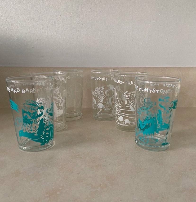 Vintage Flintstone Juice Glasses