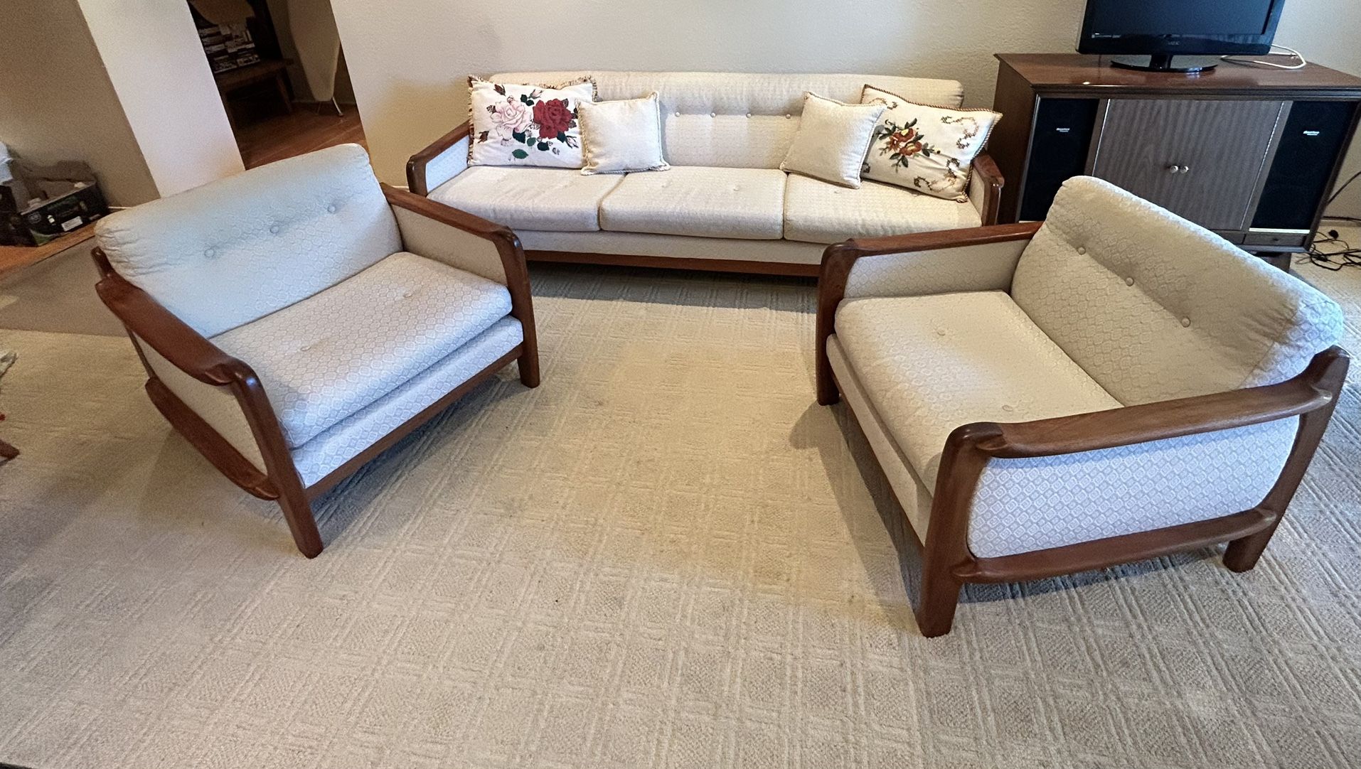 Set of Couch and 2 Chairs  Teak Wood 