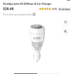 Pure SPA OIL DIFFUSER/CAR CHARGER NEW WITH 4 PIECE OIL SET NEW 