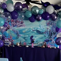 My Little Mermaid backdrop And  Small Centerpieces 