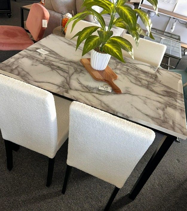 Marble top 5 Pc dining table set