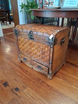 Brown wicker chest