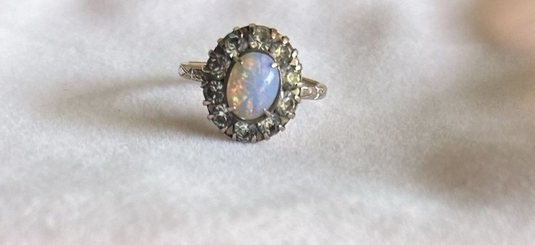 Vintage 1/30 14K Gold Plated Opal Stone Engagement Ring