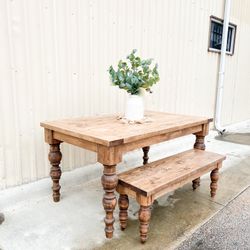 Custom  Dining Table Farm House farmhouse Modern Rustic Set Bench Restoration Hardware Breakfast Oval Table Solid Wood Custom Handcrafted Counter Bar 