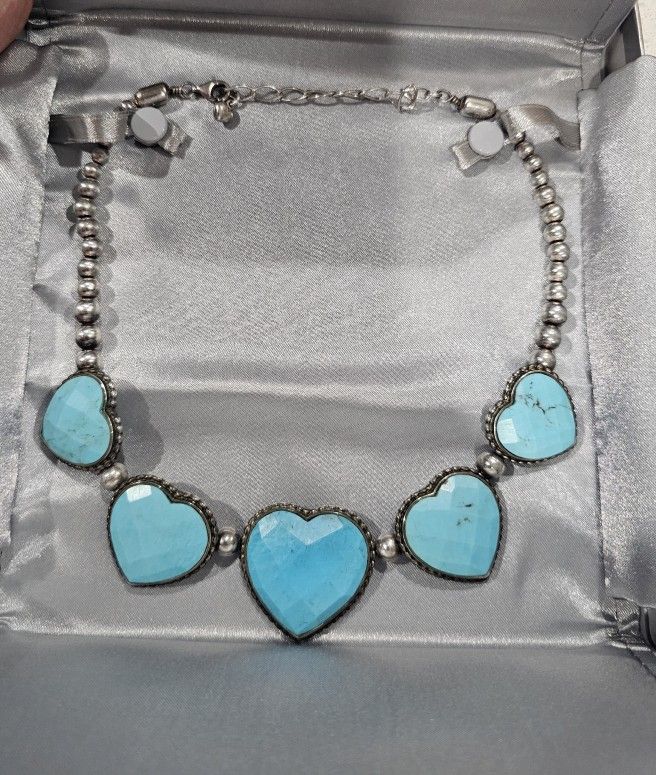 Turquoise Hearts And Beads Necklace  Jay King Mine Finds