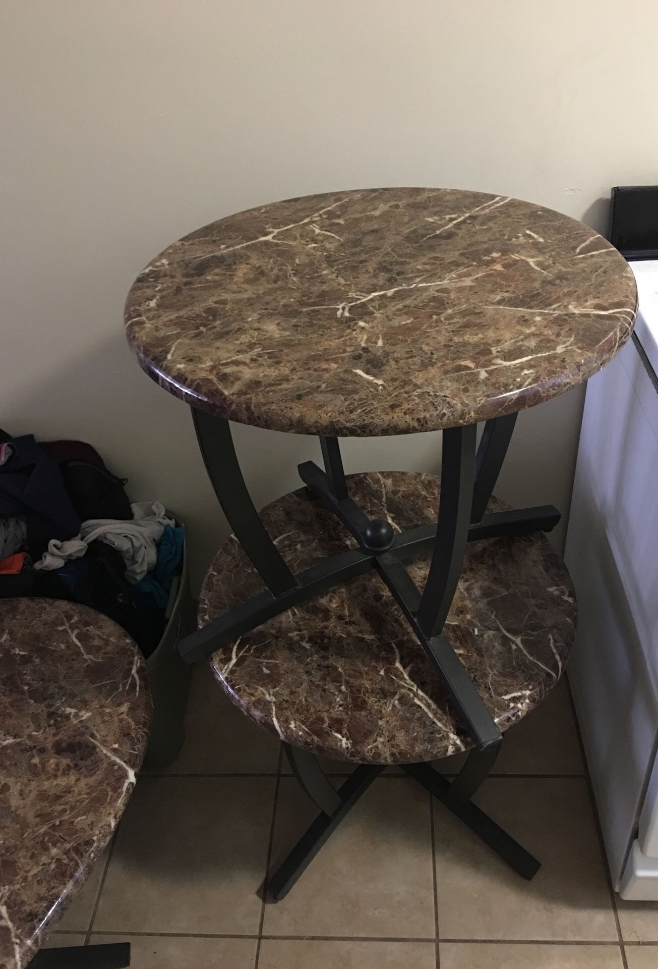 2 marble end tables, and coffee table