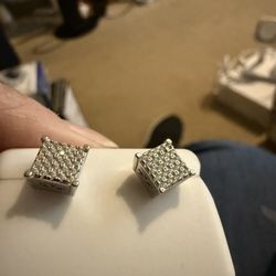 Sterling Silver Moissanite square earrings