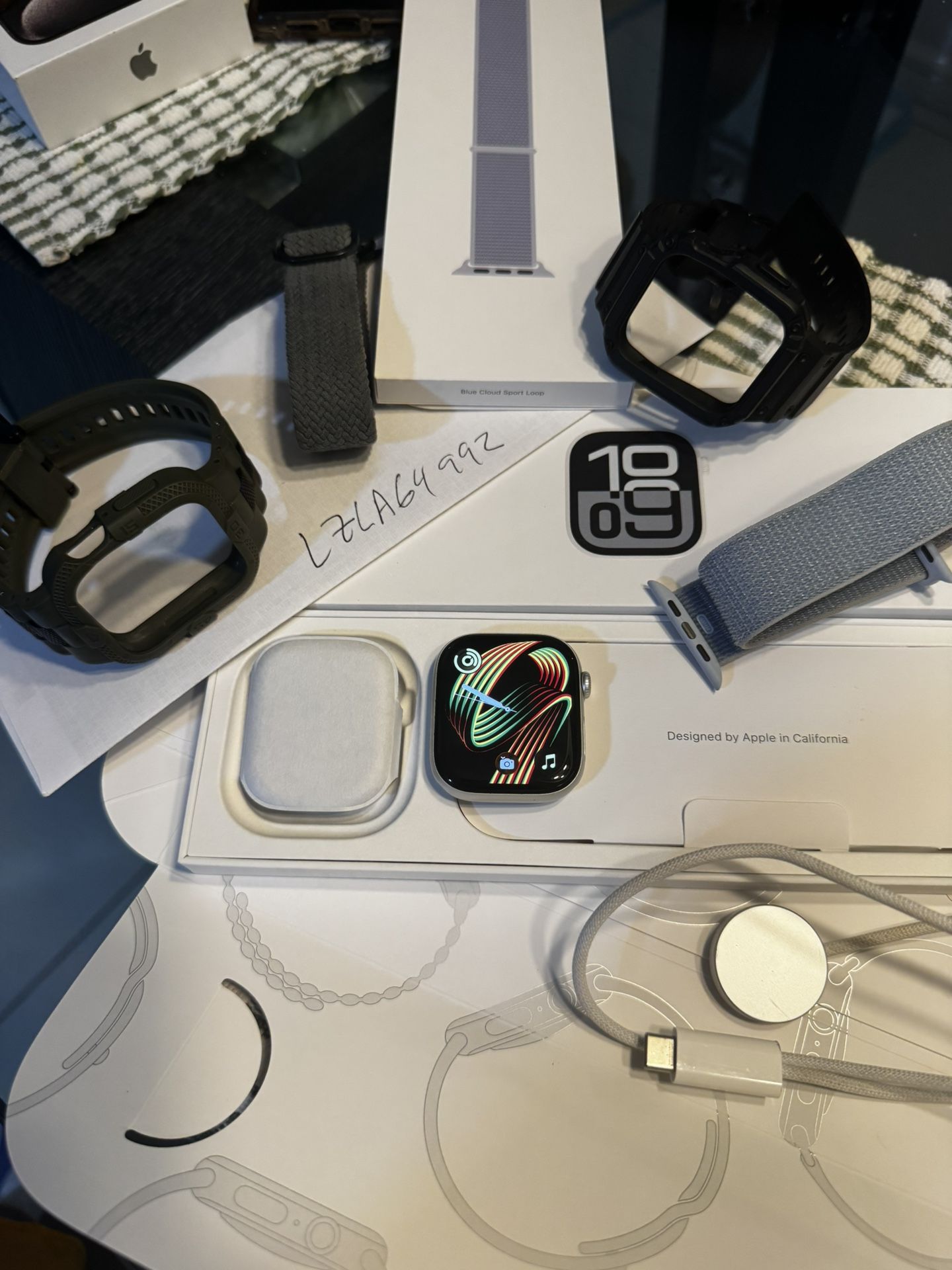 Apple Watch Series 10 46mm GPS Silver Aluminum Blue Cloud Sport Loop