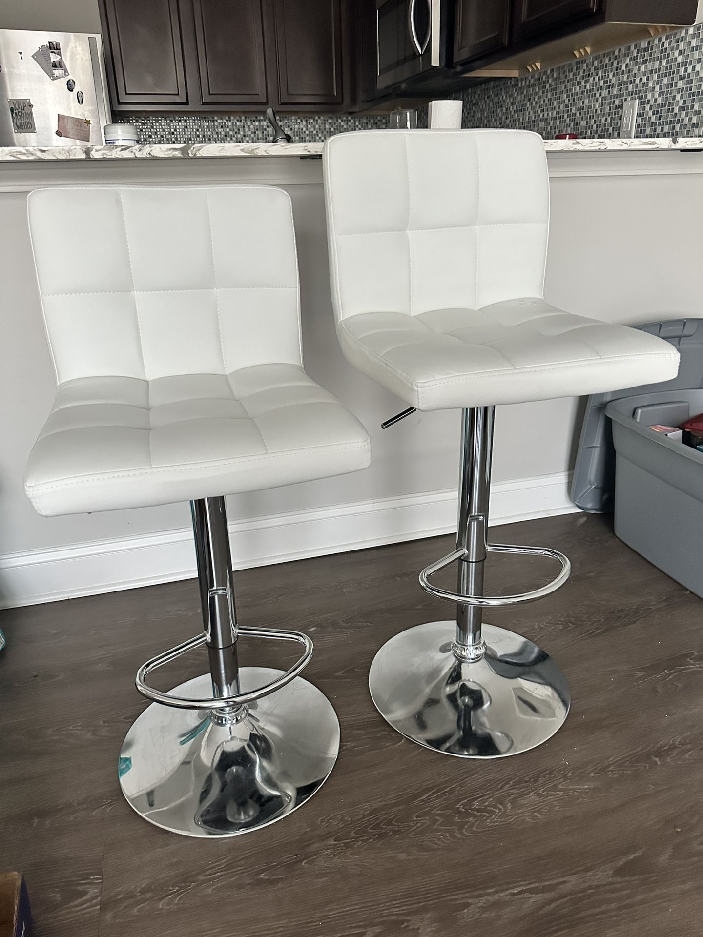 (2) Pair of White Bar Stools