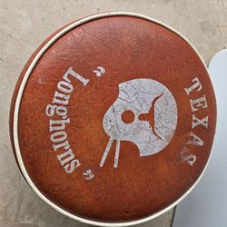 Vintage University of Texas Longhorn Leather Footstool Ottoman
