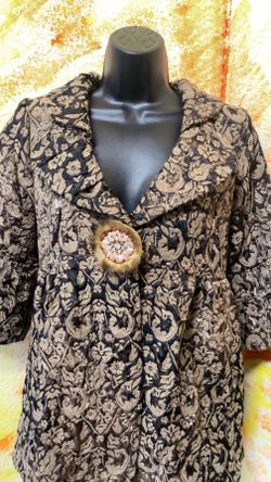 Vintage Inspired Chic Tapestry Peplum Pea Coat Jacket