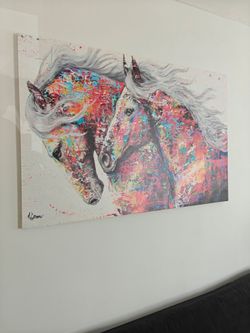 Large Abstract Horse Canvas Wall Art - 32" x 48"