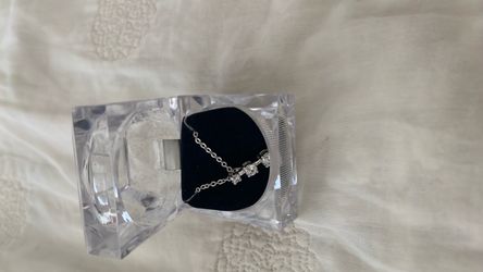 Silver Chain Necklace with Crystal Pendants