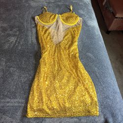 Yellow Gold Sequin Dress