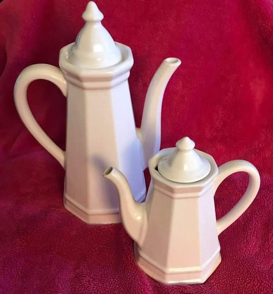 Pfaltzgraff Heritage White Coffee Pot AND Tea Pot Teapot with Lids!