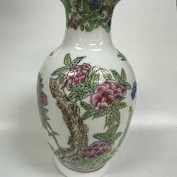 Painted Porcelain Vase Floral Vintage