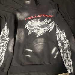 M hellstar hoodie black and red skull hoodie
