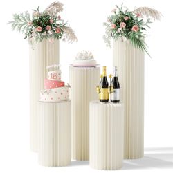 5 Pack White Cylinder Stands