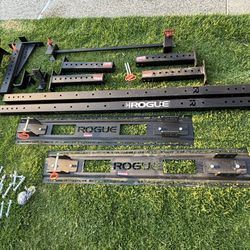 ROGUE RML-3W Fold Back Wall Mount Squat Rack, Safety Spotter Arms, J Hooks, Pull Up Bar, Stringers And Hardware Included 
