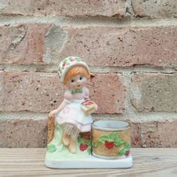 Vintage Jasco Strawberry Patches Votive Candle Holder Figurine 