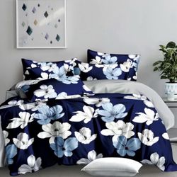 Duvet Cover  King Queen 3pc set Soft 100% Washed Microfiber Breathable Bedding Duvet Cover Set with Zipper Ties 