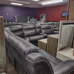 New 6pc Sectional Sofa With Two  Recliners
