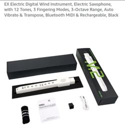EX Electric Digital Wind Instrument, Electric Saxophone, with 12 Tones, 3 Fingering Modes, 3-Octave Range, Auto Vibrato & Transpose, Bluetooth MIDI & 