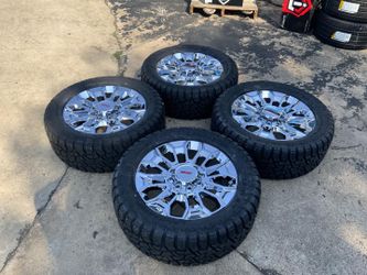 24" CHROME RIMS WITH 35125024 TIRES GMC CHEVY 2500