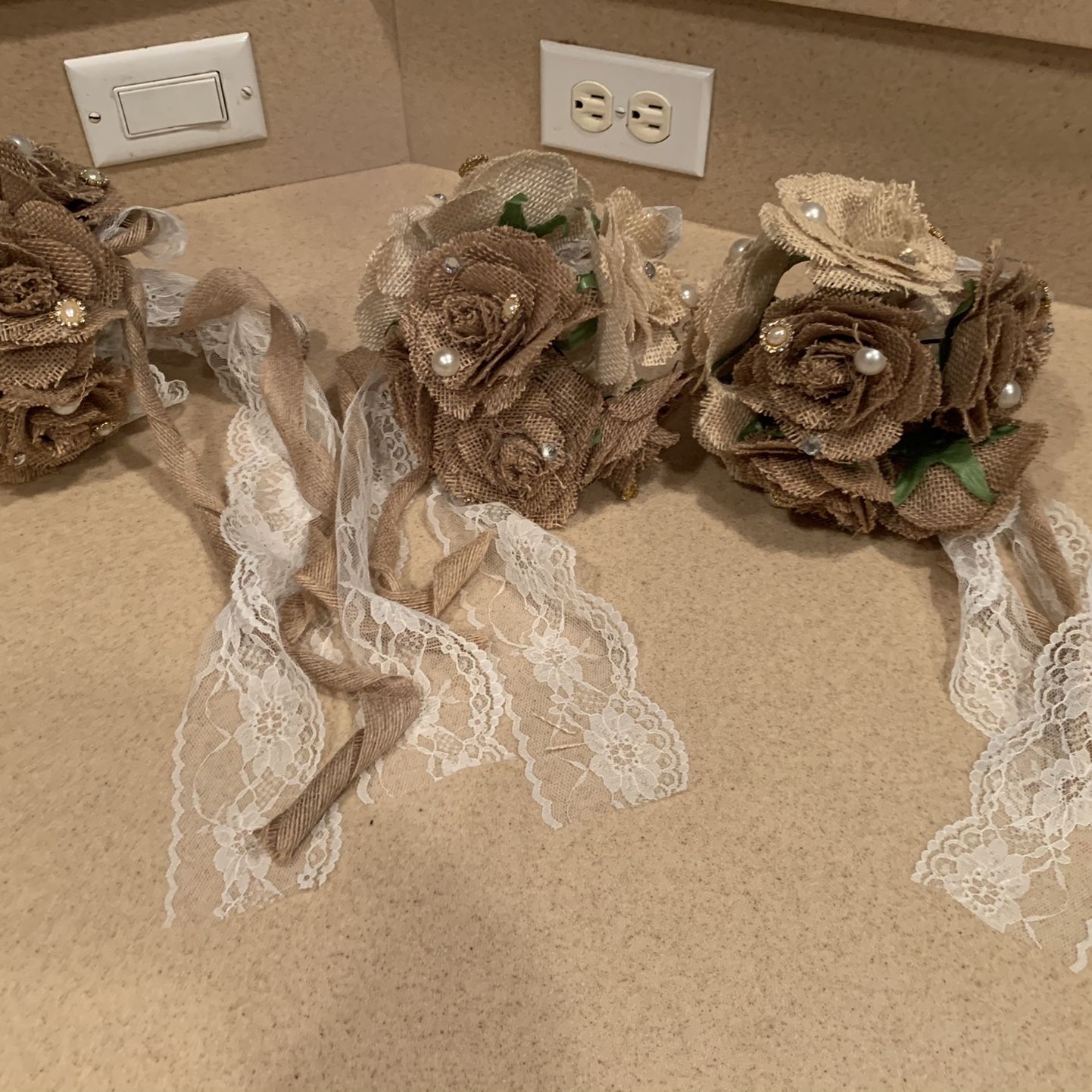 3 Rustic Burlap Wedding Bouquets