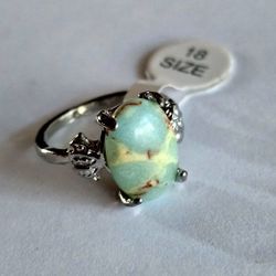 ARIZONA GREEN COPPER POLISHED CABECHON NEW STAINLESS SILVER FOREVER WEAR SIZE 8