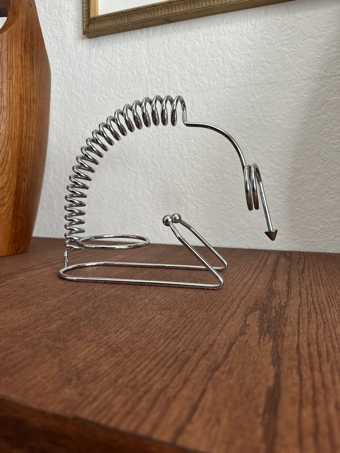 Old wine bottle rack MCM atomic metal chrome