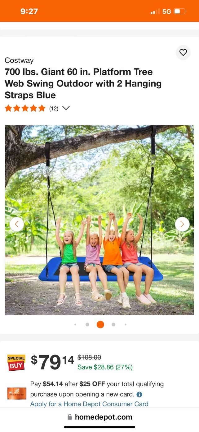 700 Ibs. Giant 60 in. Platform Tree Web Swing Outdoor with 2 Hanging Straps Blue