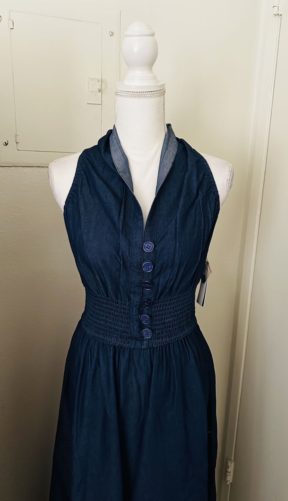 Wide Leg Denim Jumpsuit 