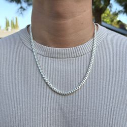 Silver Cuban Link Chain 24inch 6mm