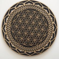 Wooden Wall Sign Flower of Life Shape Laser Cut Wood Wall Art Home Decor Handmade Coasters Craft