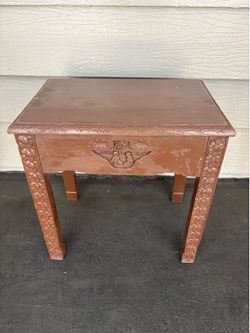 Vintage carved wood sewing stool bench Storage