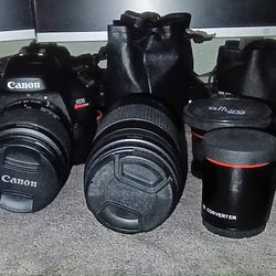 Canon EOS Rebel T100 With Bag And Extra Lenses 