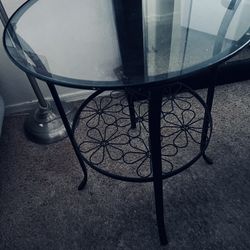 End Table /side Table Wrought Iron With Glass Top