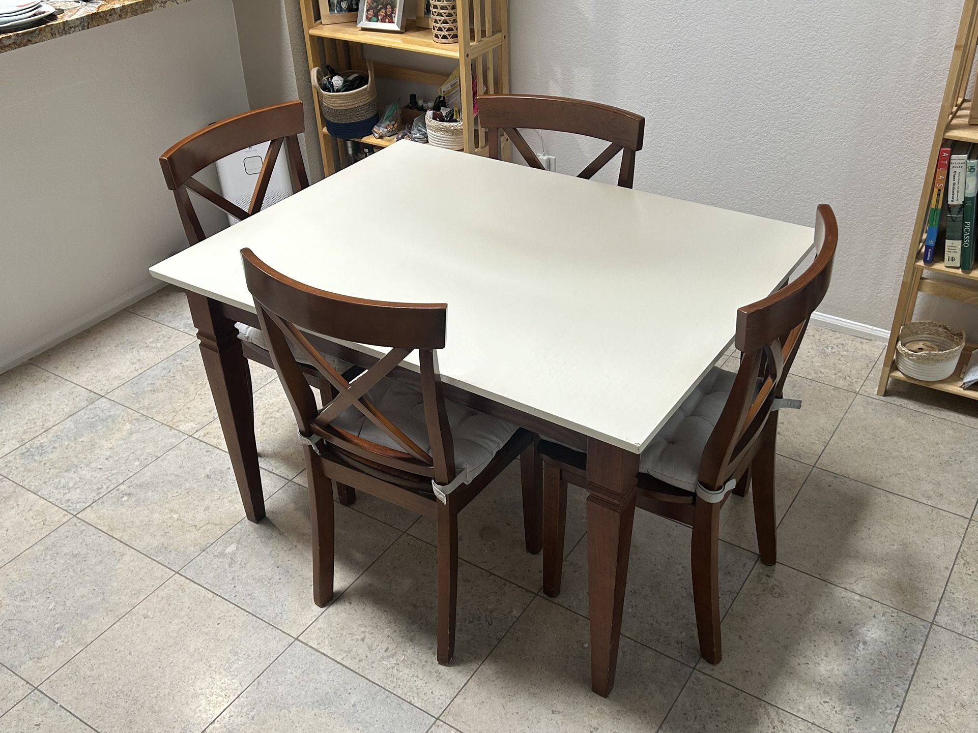 Wood Table And 4 Matching Chairs