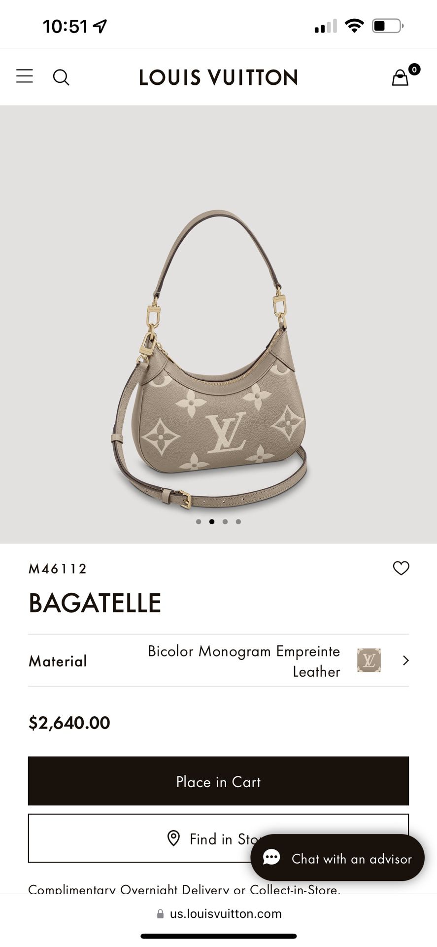 Bagatelle Bicolor Monogram Empreinte Leather