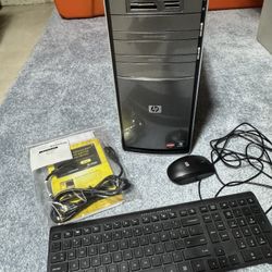 HP Pavilion p6754y computer with HP keyboard and HP mouse. Windows 10