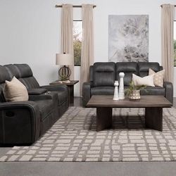 2PC Gray Sofa & Loveseat w/ FREE Recliner 🤩