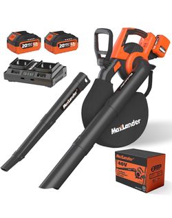 MAXLANDER Cordless Leaf Blower & Vacuum with Bag, 3-in-1 Brushless Battery Powered Leaf Vacuum Mulcher 40V 170MPH 360CFM 5 Speeds Leaf Blowers for Law