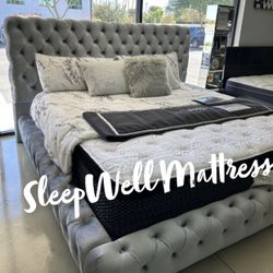 New QUEEN BED FRAME WITH MATTRESS 