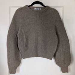 Uniqlo Wool Crew neck Sweater Balloon Sleeves Cropped U Sweater Size XS