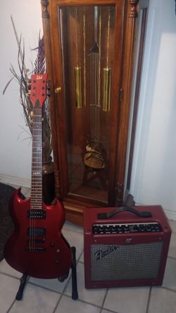 LTD Viper-50 2006 Indonesia.Candy Apple Red with upgraded INF4 Ibanez pick-up on Bridge & limited edition fender mustang amp