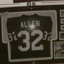 Marcus Allen Autographed and Framed Raiders Jersey