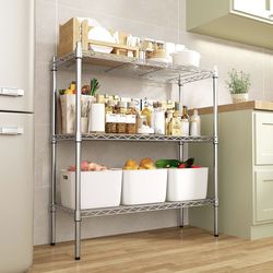 3-Tier Wire Storage Shelves, Heavy Duty 3-Level Freestanding Shelves, Adjustable Metal Organizer, Wire Rack, Chrome Plated 47"Wx24"Dx36"H Brand New st