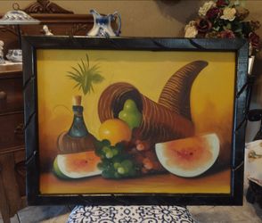 Vintage 34" X 26" Wooden Framed Art