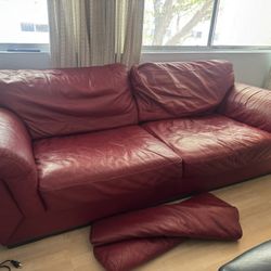 NATUZZI Red Leather Couch